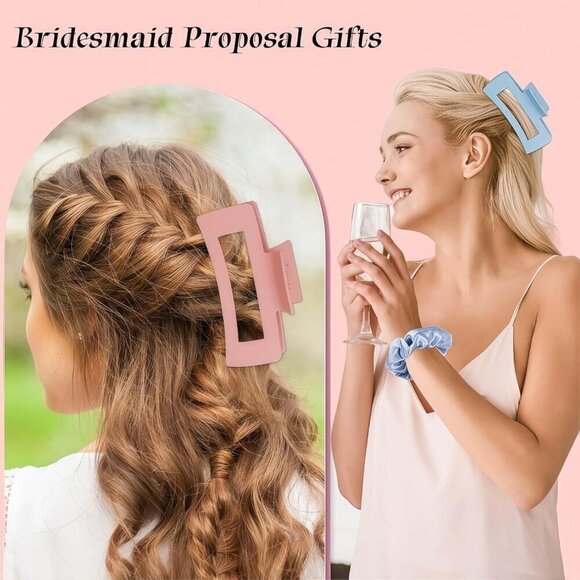 Bridesmaid Gift Set Satin Hair Ties Claw Clips Bridal Shower Wedding Accessories main image 7
